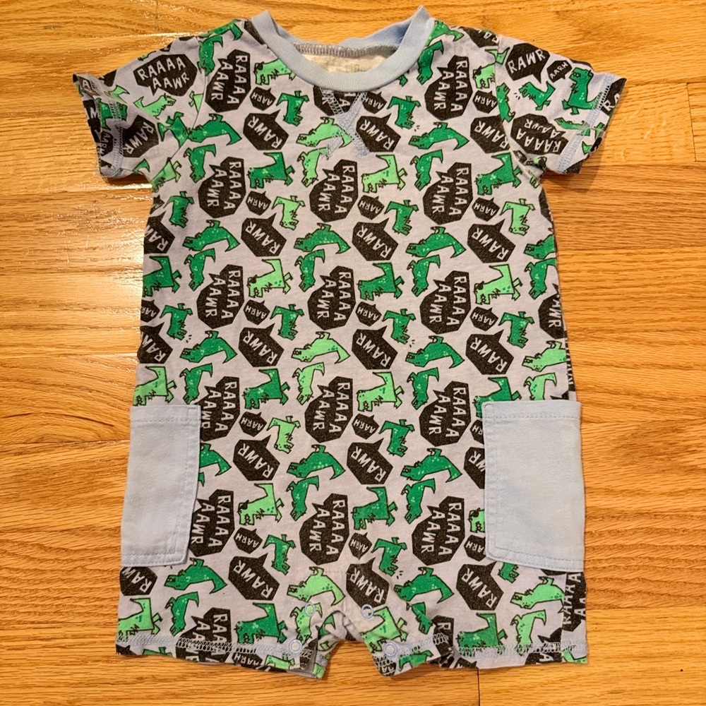 Okie Dokie Blue Dinosaur Baby Romper